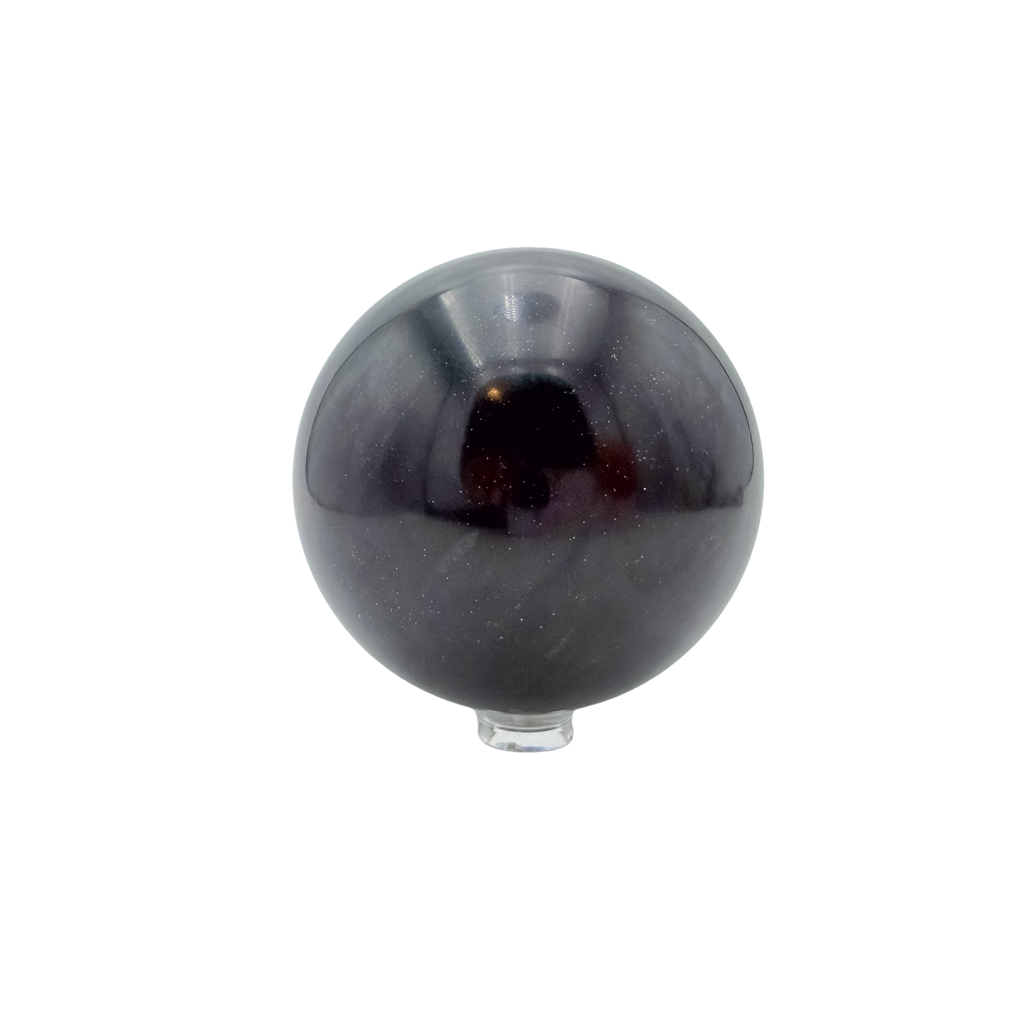 Reverse side of a hand-polished black jade sphere, 2.81 inches across, cut from Peru material.