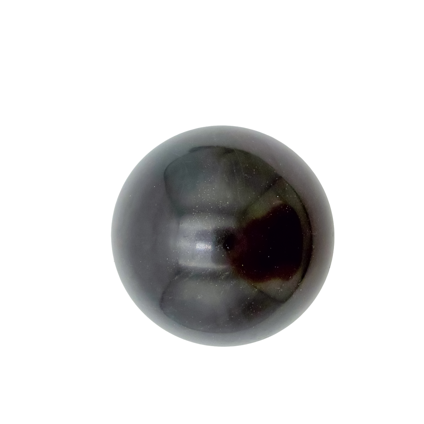 Black Jade crystal sphere from Peru, primary polished face, a 2.81 inch polished orb weighing 530 grams.