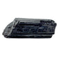 Black Tourmaline Raw Crystals, AA Grade, Brazil: one striated black crystal on a white background