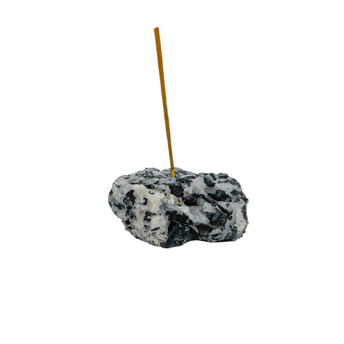 Polished Black Tourmaline in Quartz incense holder from Brazil, alternate view