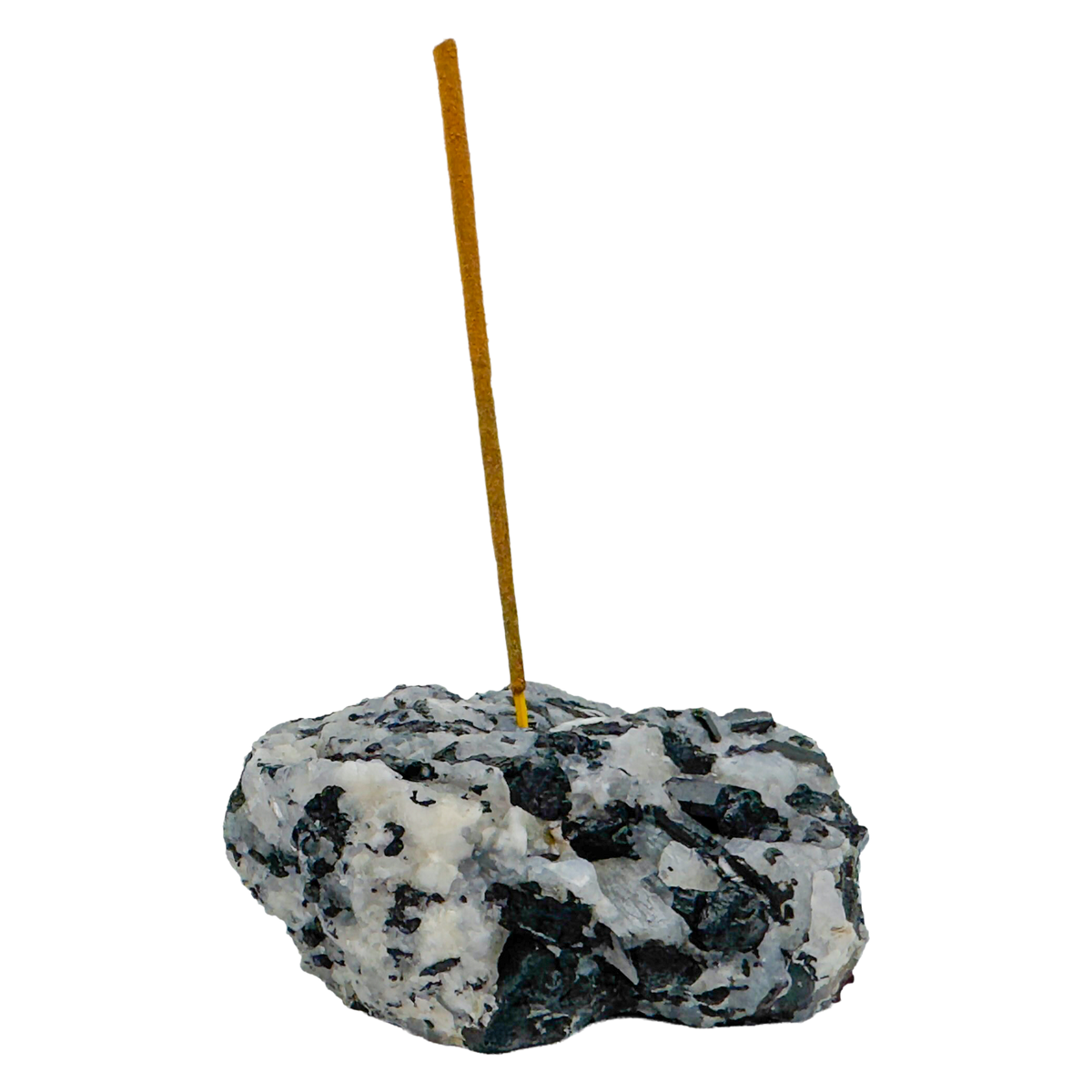 Polished Black Tourmaline in Quartz incense holder from Brazil, alternate view
