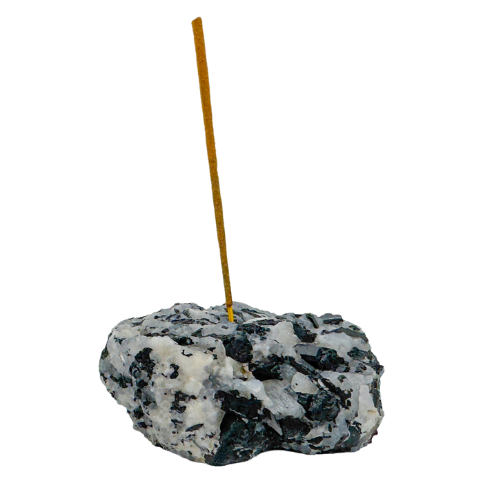 Polished Black Tourmaline in Quartz incense holder from Brazil, alternate view