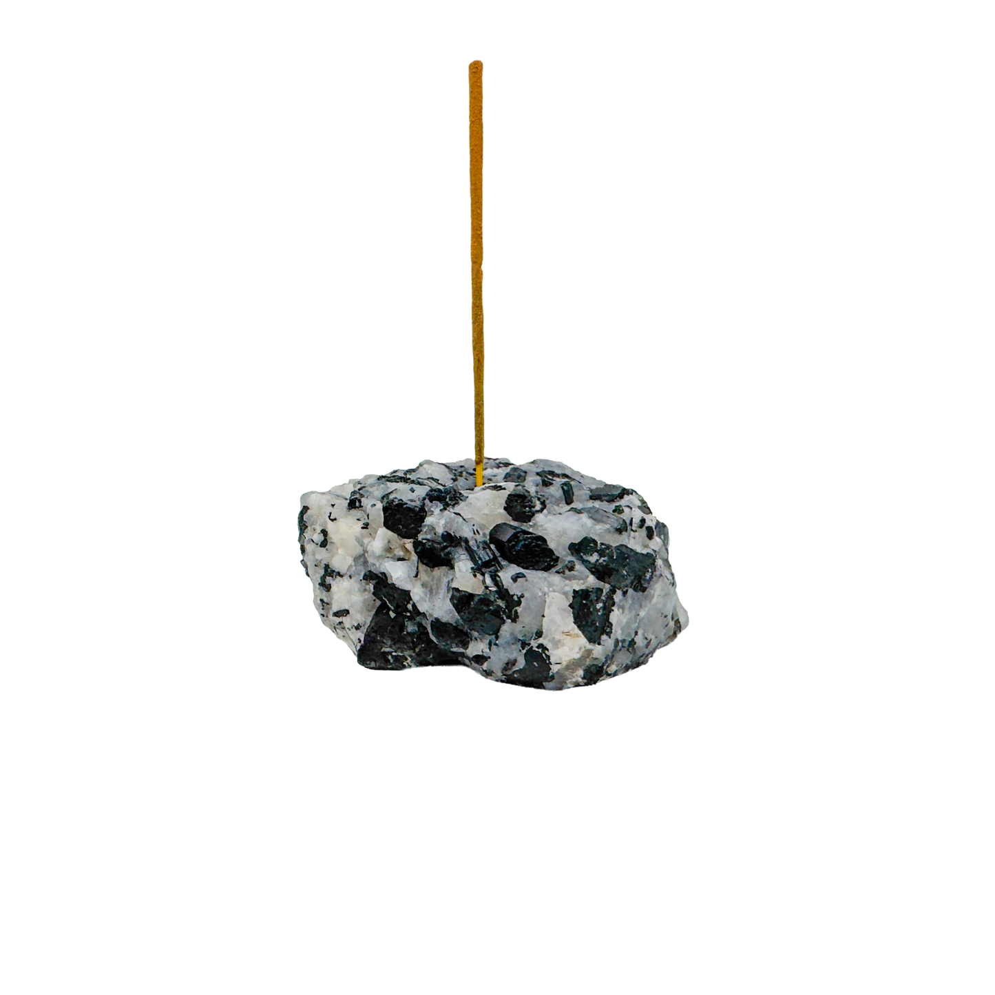 Polished Black Tourmaline in Quartz incense holder from Brazil, alternate view