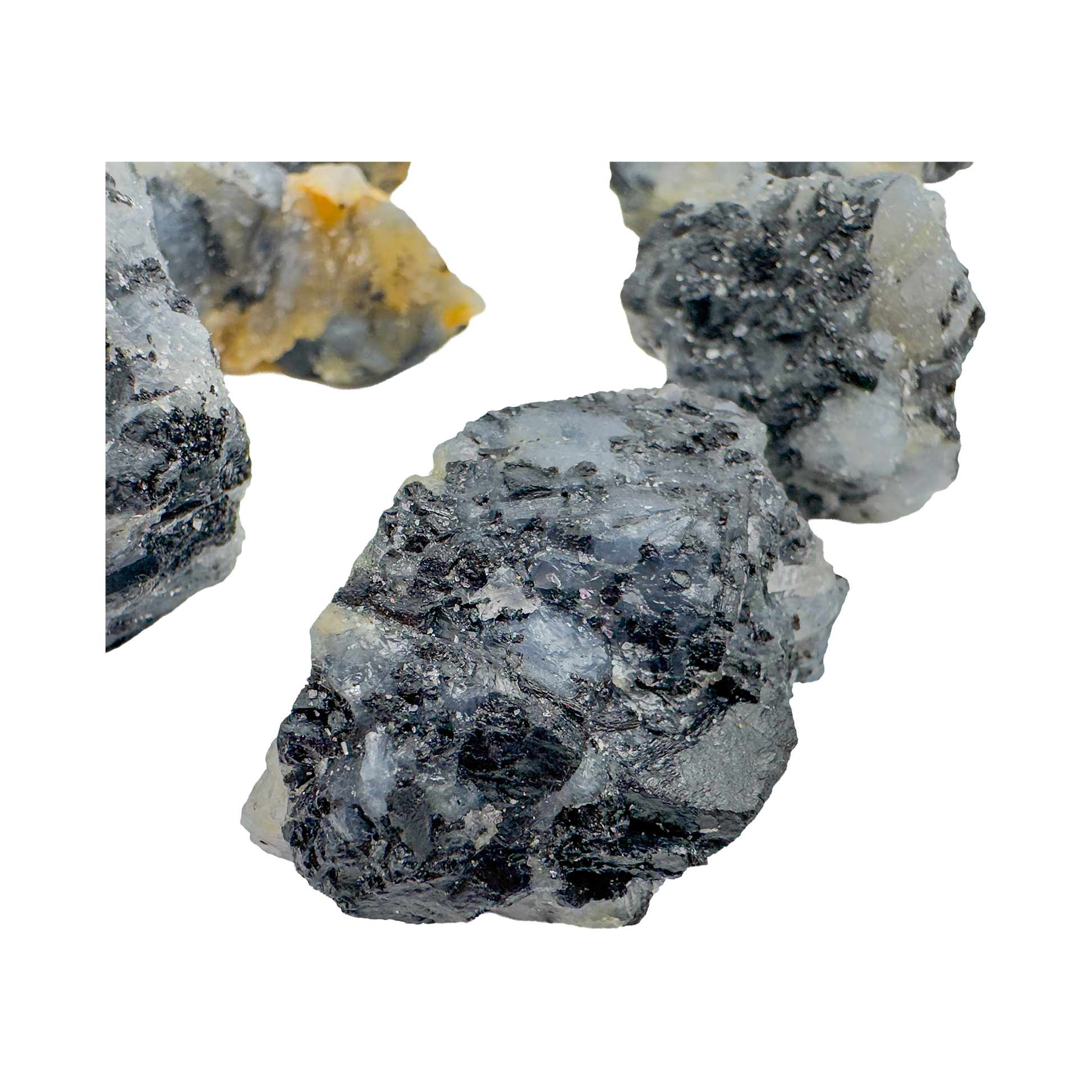 Detail of Grade A Black Tourmaline in Quartz showing tourmaline rods in clear matrix