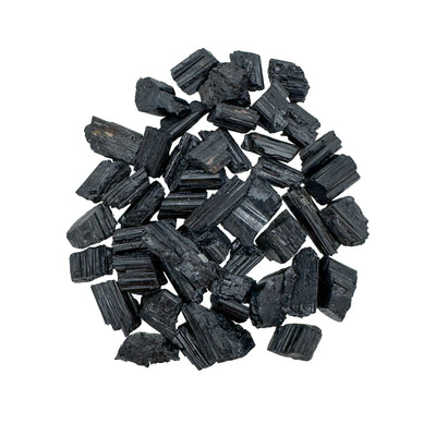Black tourmaline raw crystals, AA grade, Brazil, 0.75-1.50 inch, hero.