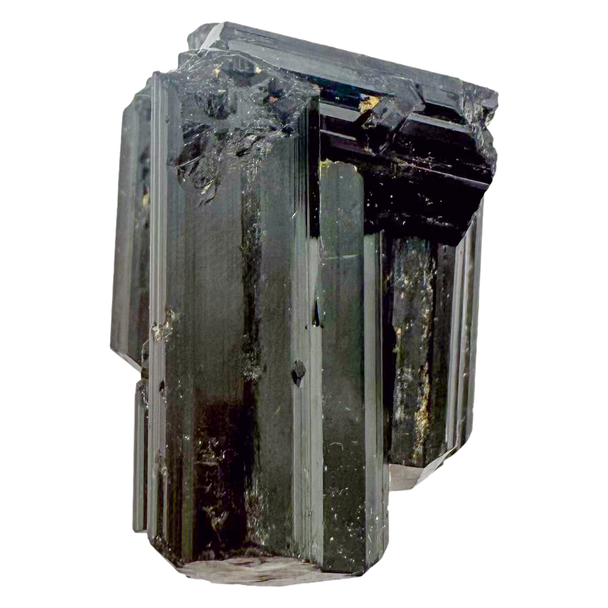 Raw black tourmaline specimen from Madagascar, AAA schorl crystal with vertical striations