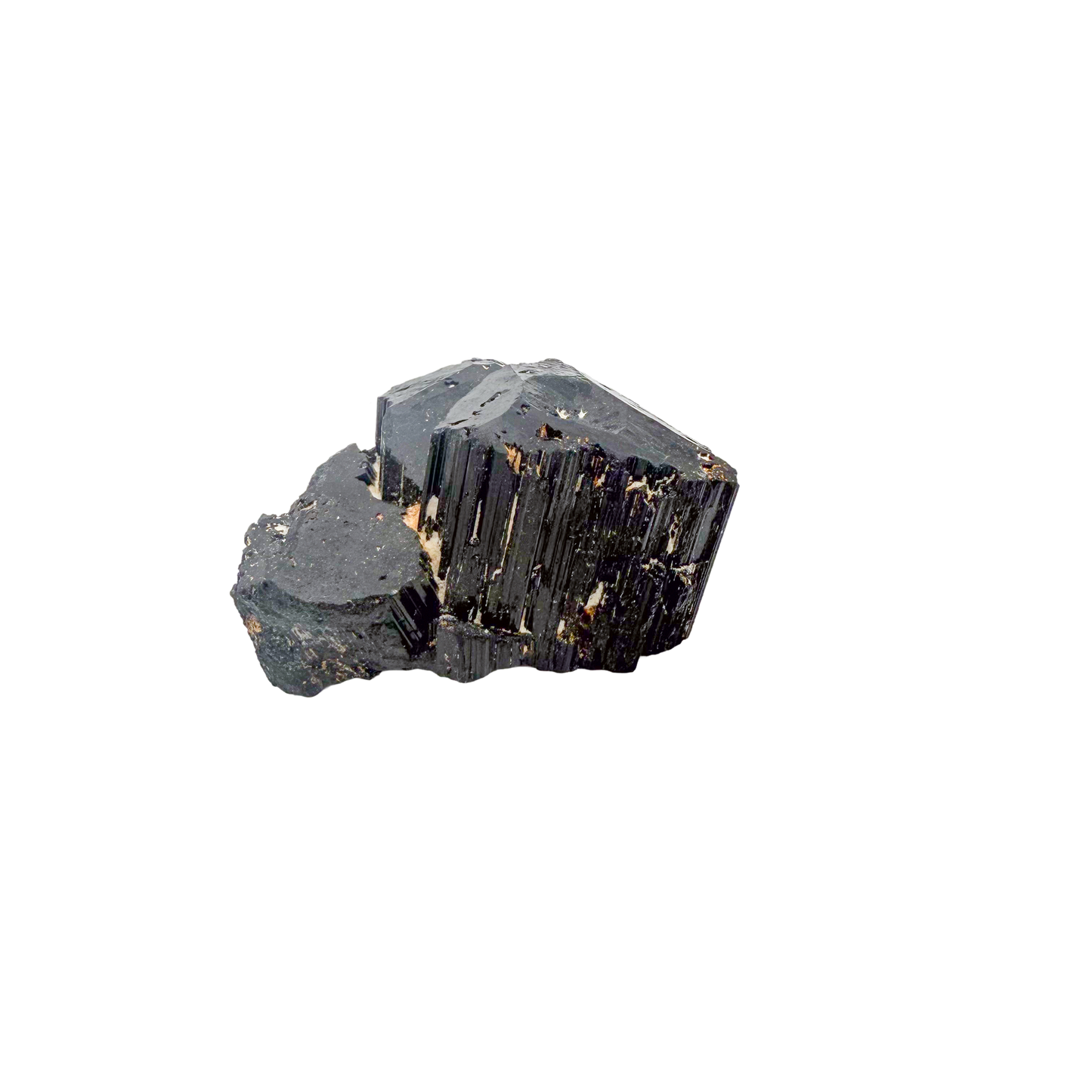 Raw black tourmaline specimen from Madagascar, AAA schorl crystal with vertical striations