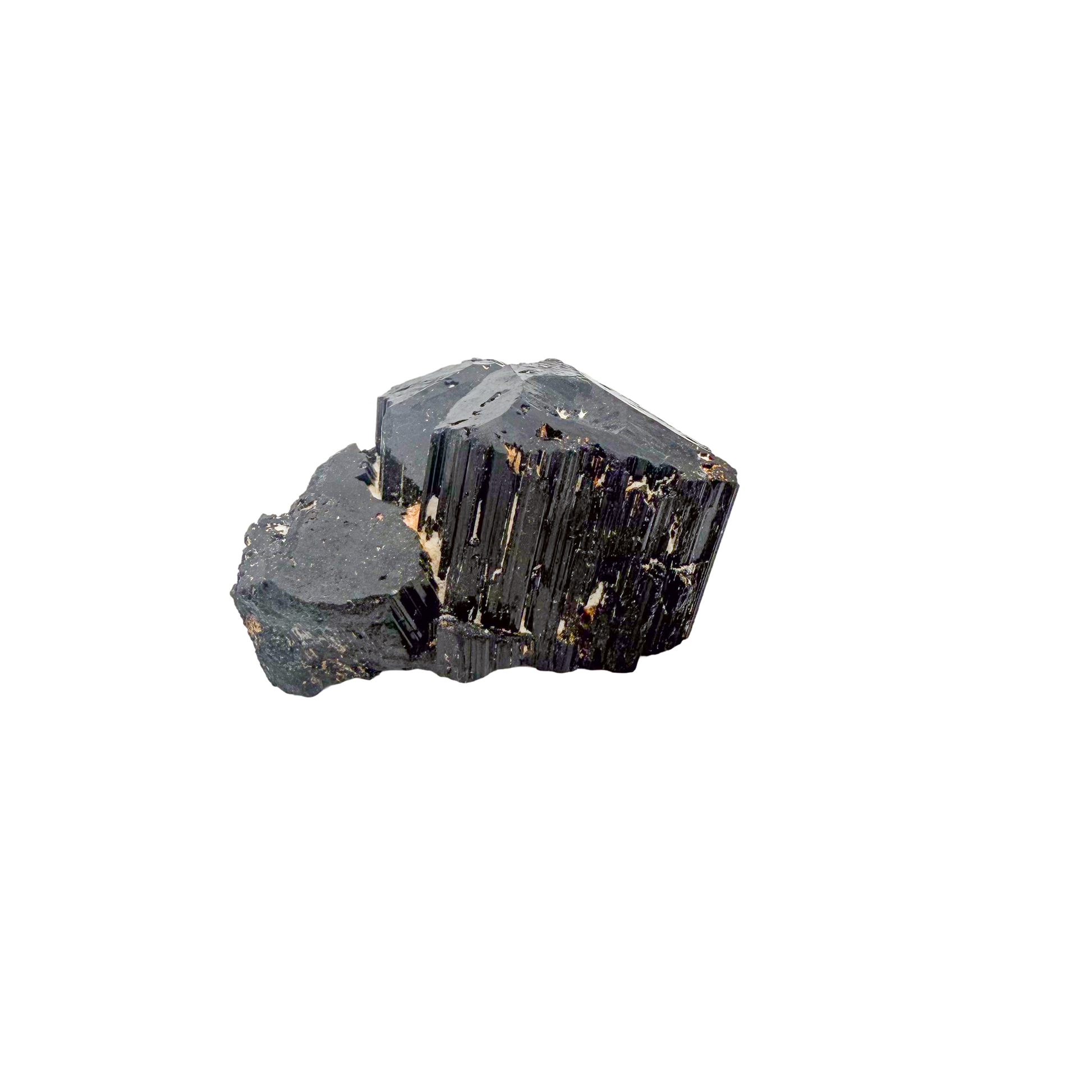 Raw black tourmaline specimen from Madagascar, AAA schorl crystal with vertical striations