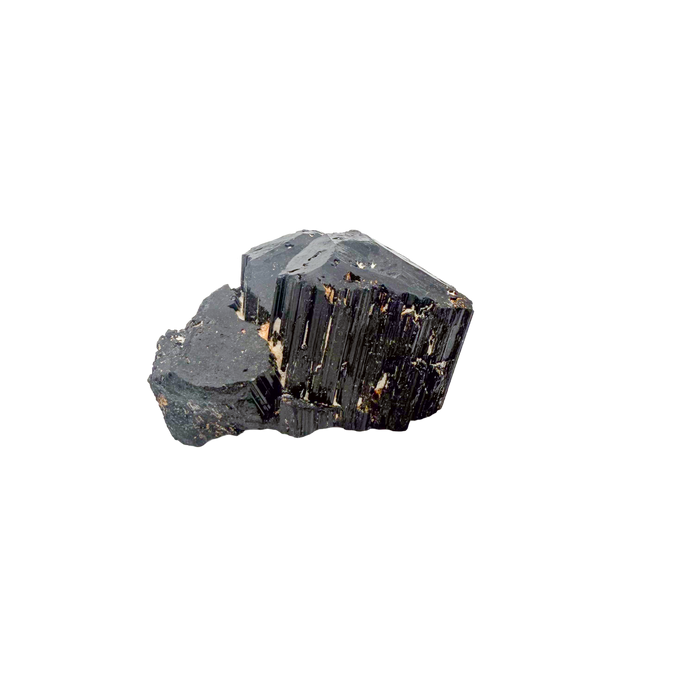 Raw black tourmaline specimen from Madagascar, AAA schorl crystal with vertical striations