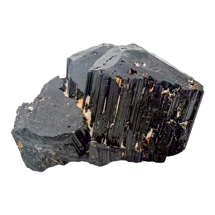 Raw black tourmaline specimen from Madagascar, AAA schorl crystal with vertical striations