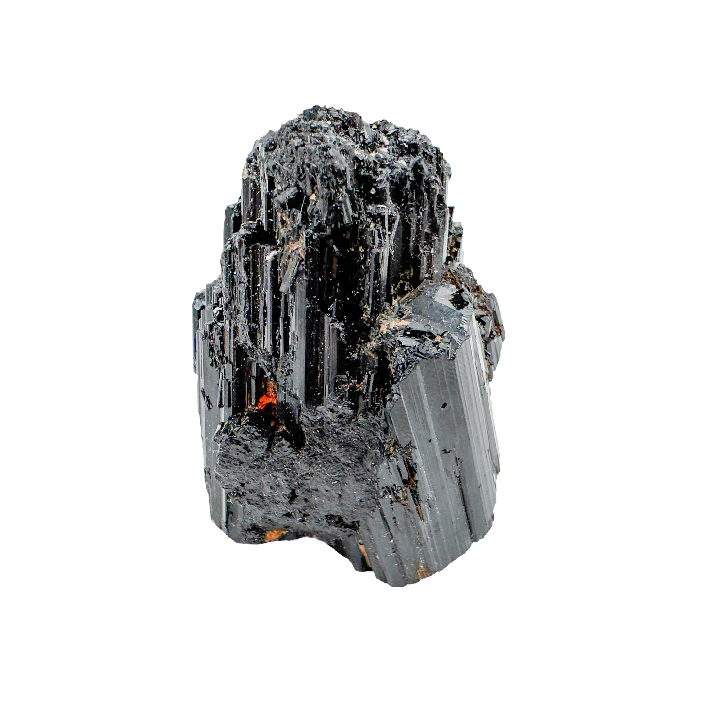 Raw black tourmaline specimen from Madagascar, AAA schorl crystal with vertical striations