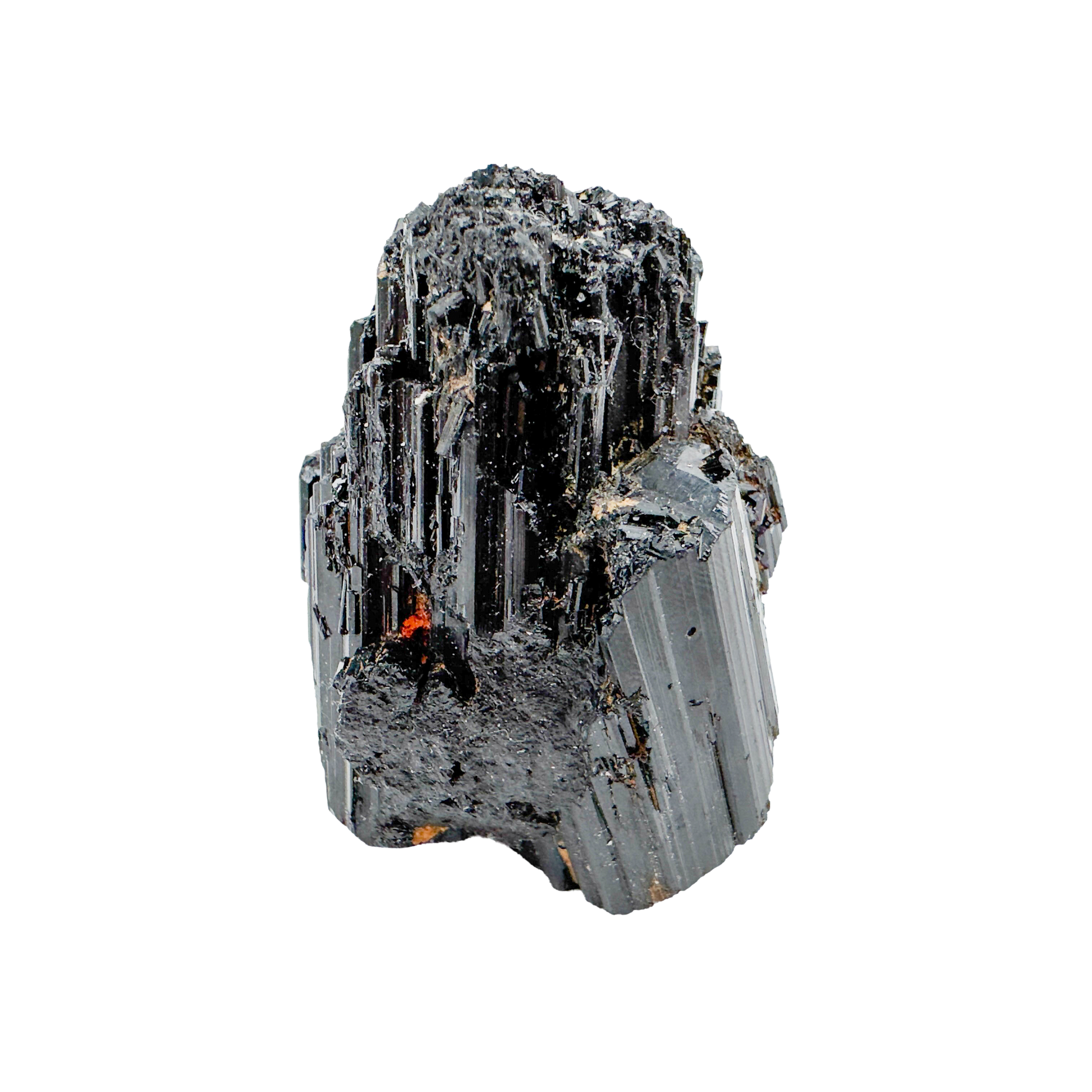 Raw black tourmaline specimen from Madagascar, AAA schorl crystal with vertical striations