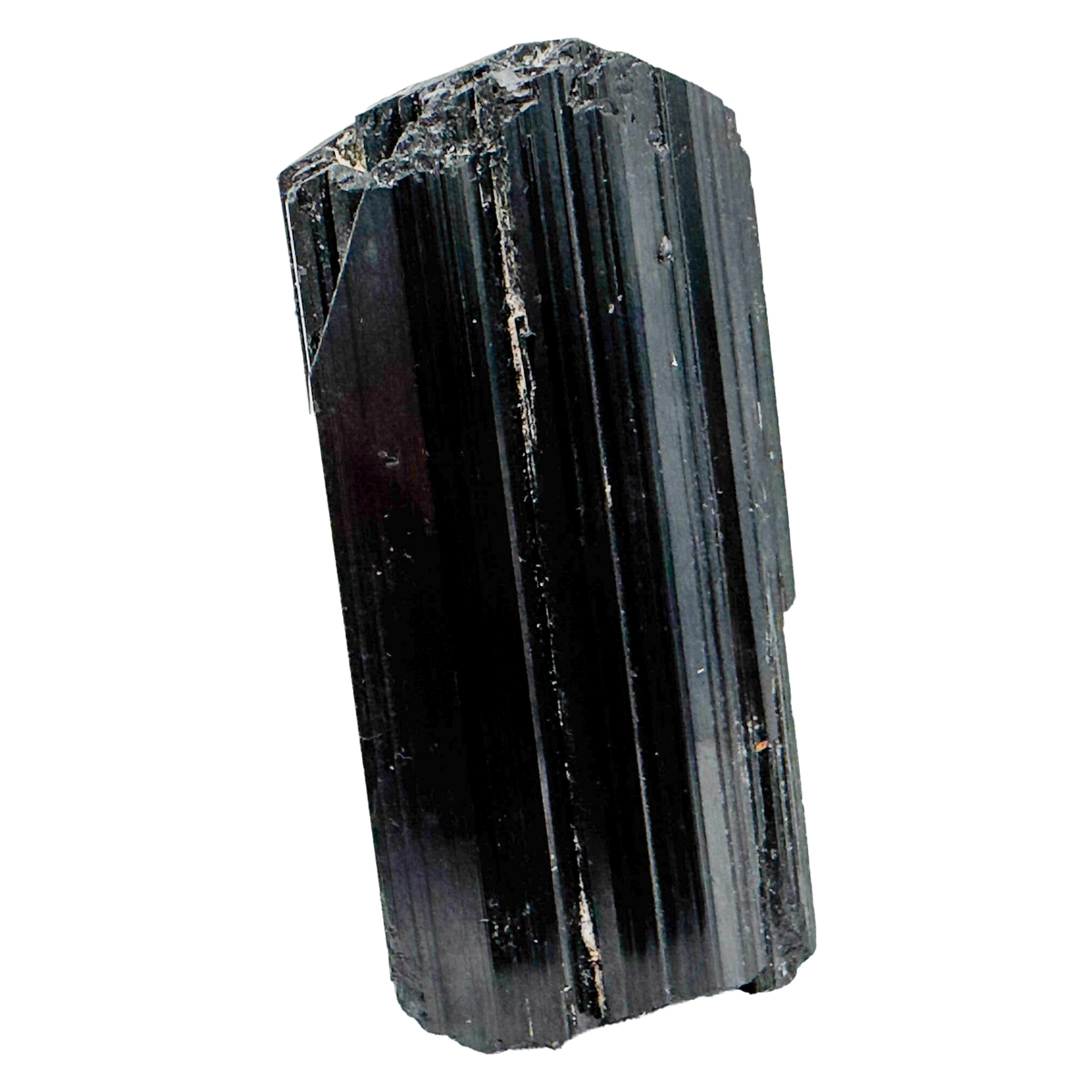 Raw black tourmaline specimen from Madagascar, AAA schorl crystal with vertical striations