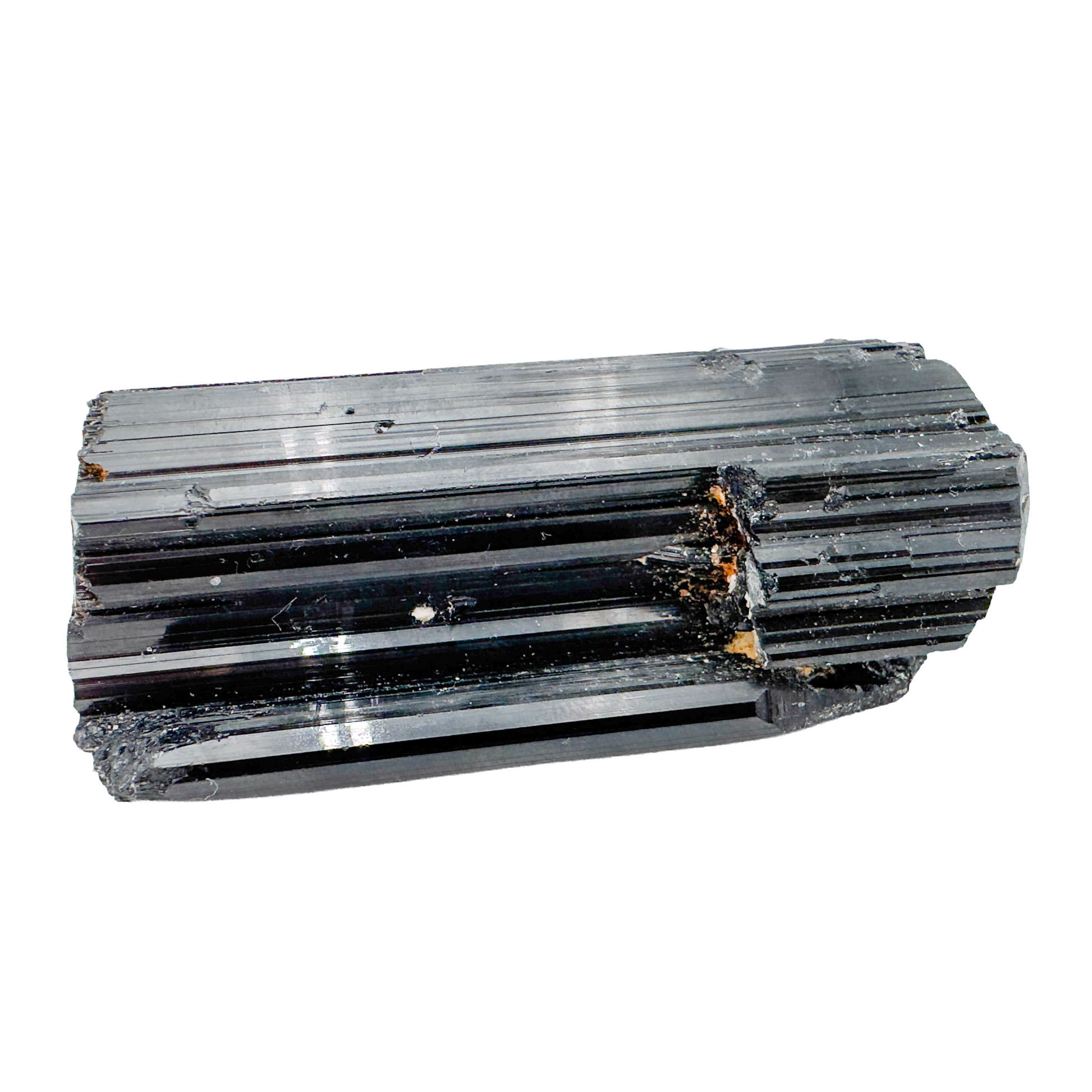 Raw black tourmaline specimen from Madagascar, alternate view