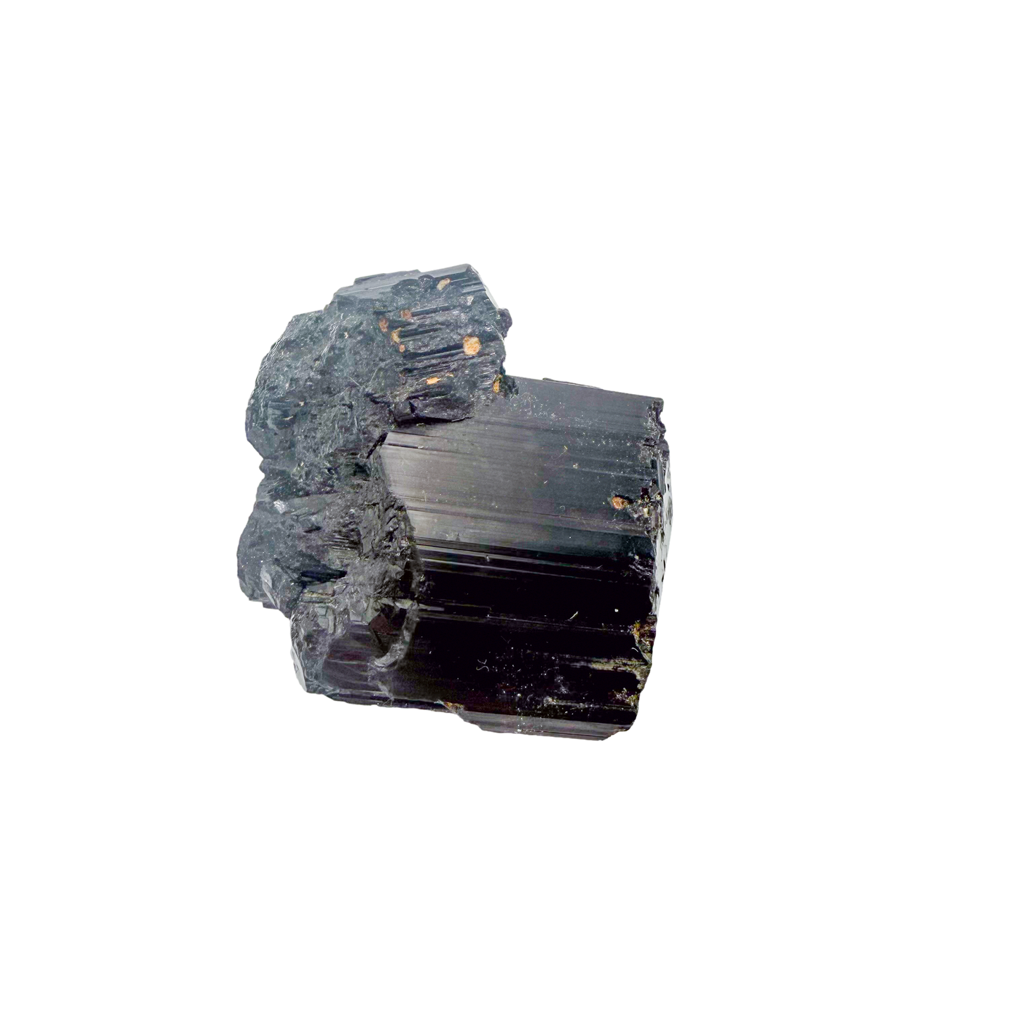 Raw black tourmaline specimen from Madagascar, AAA schorl crystal with vertical striations