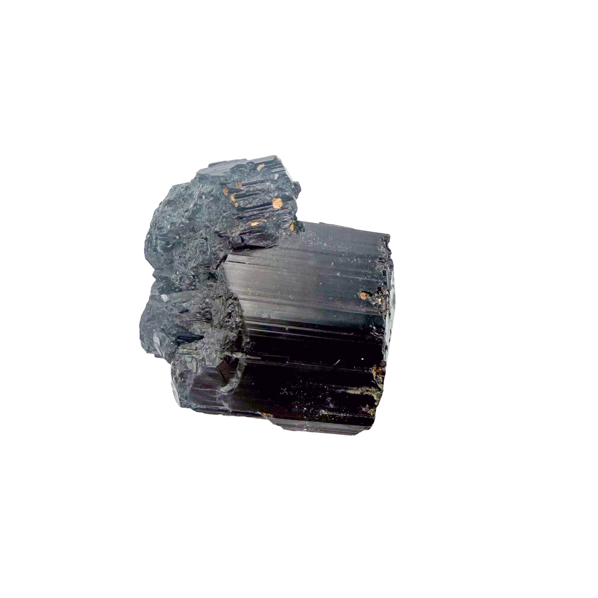 Raw black tourmaline specimen from Madagascar, AAA schorl crystal with vertical striations