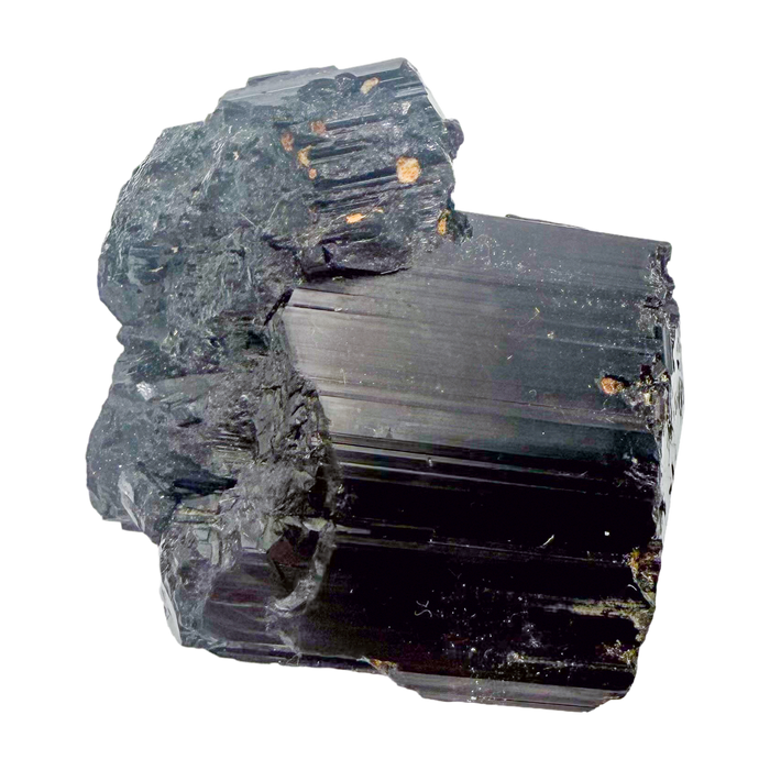 Raw black tourmaline specimen from Madagascar, AAA schorl crystal with vertical striations