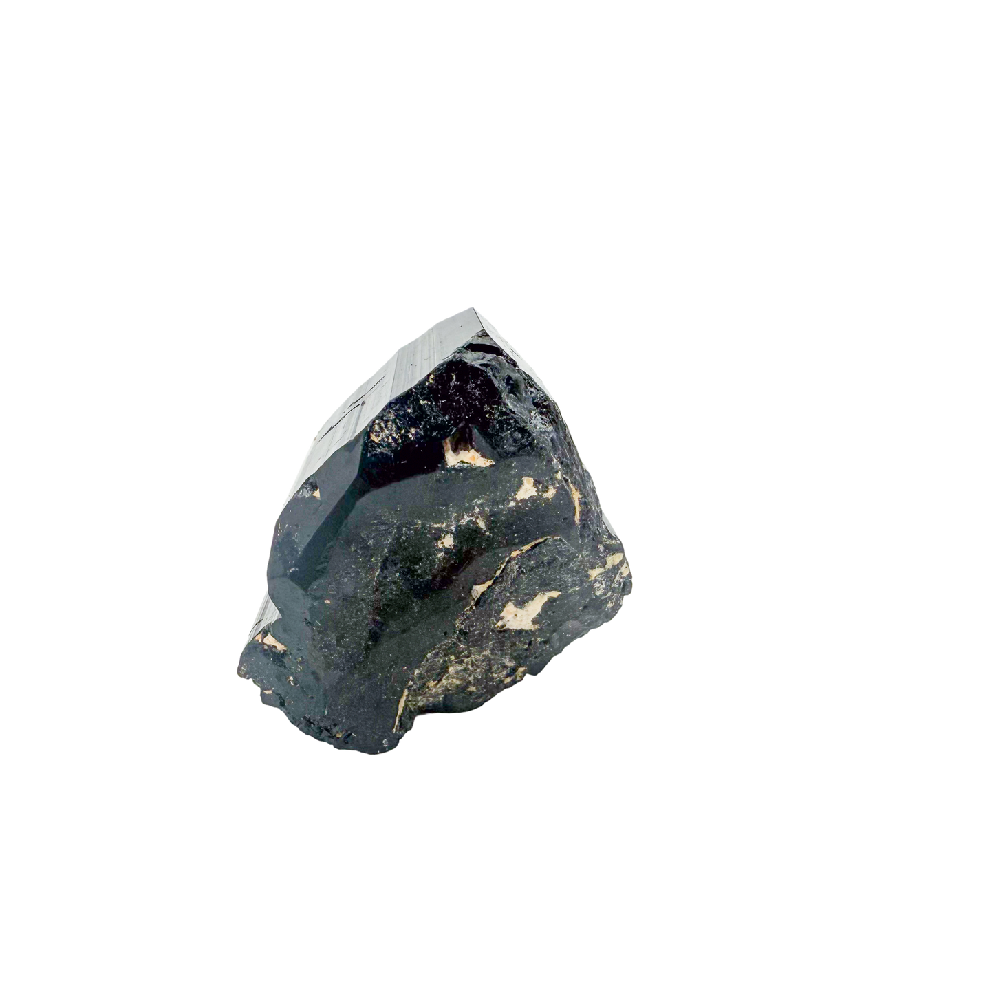 Raw black tourmaline specimen from Madagascar, alternate view