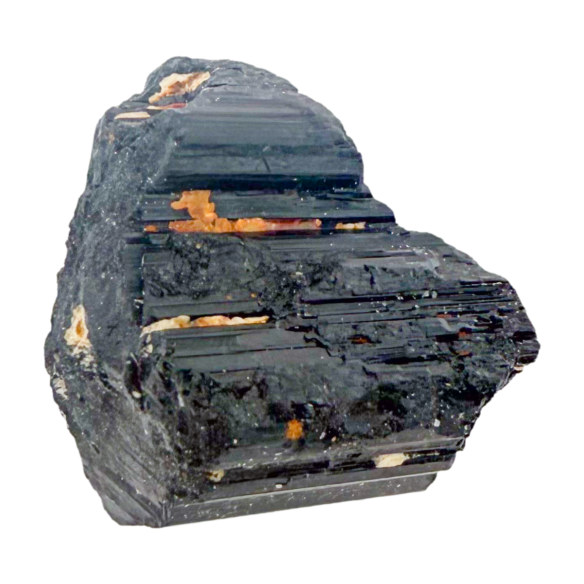 Raw black tourmaline specimen from Madagascar, alternate view