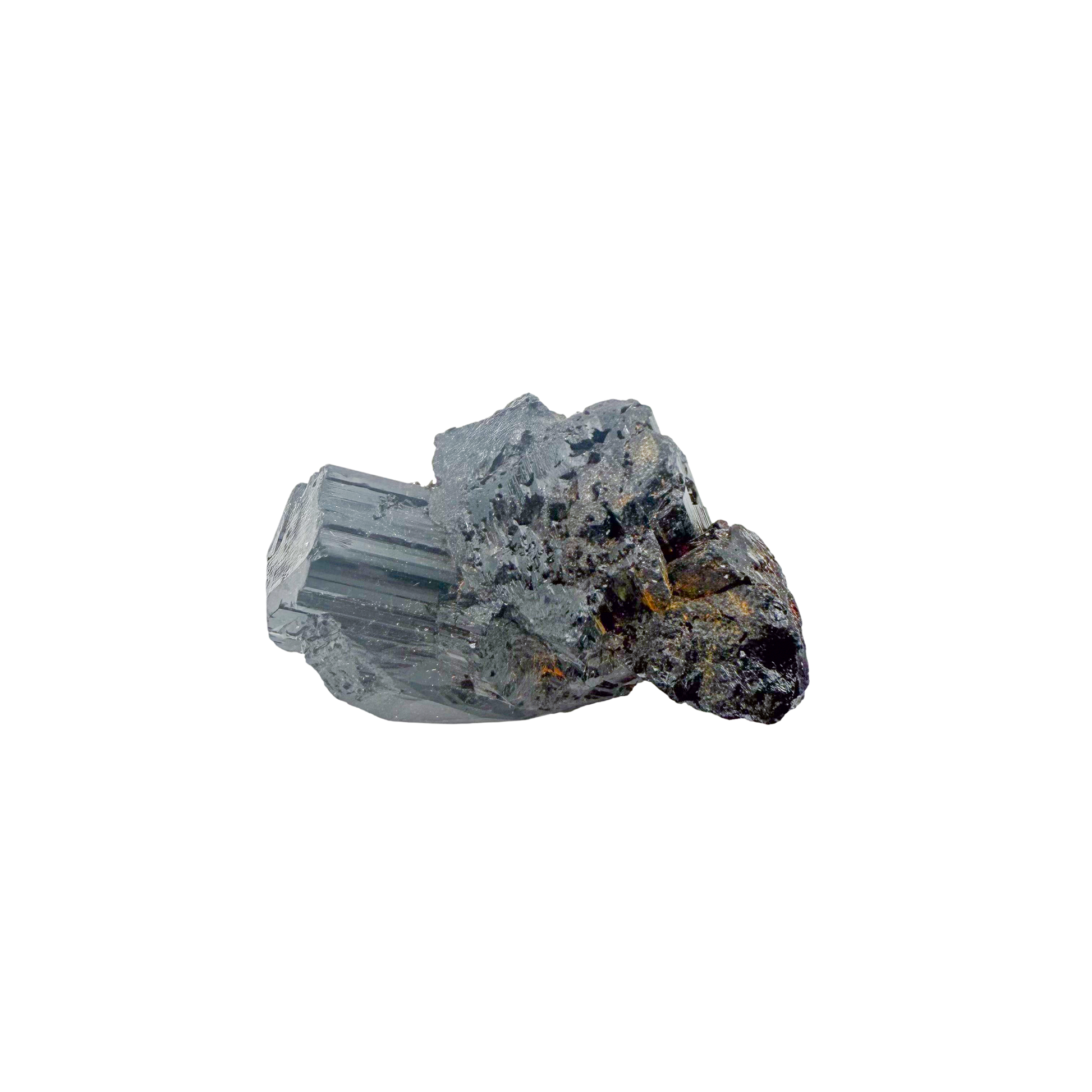 Raw black tourmaline specimen from Madagascar, alternate view