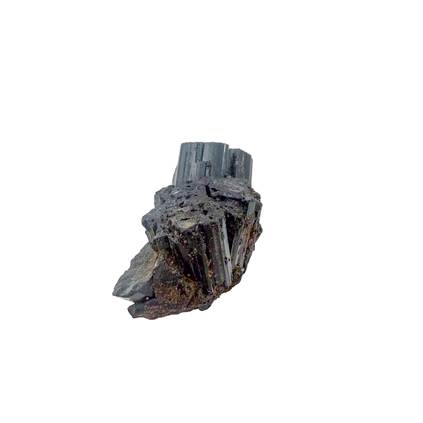 Raw black tourmaline specimen from Madagascar, AAA schorl crystal with vertical striations