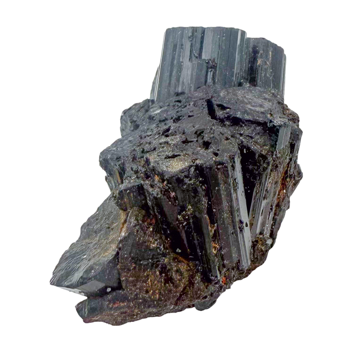 Raw black tourmaline specimen from Madagascar, AAA schorl crystal with vertical striations