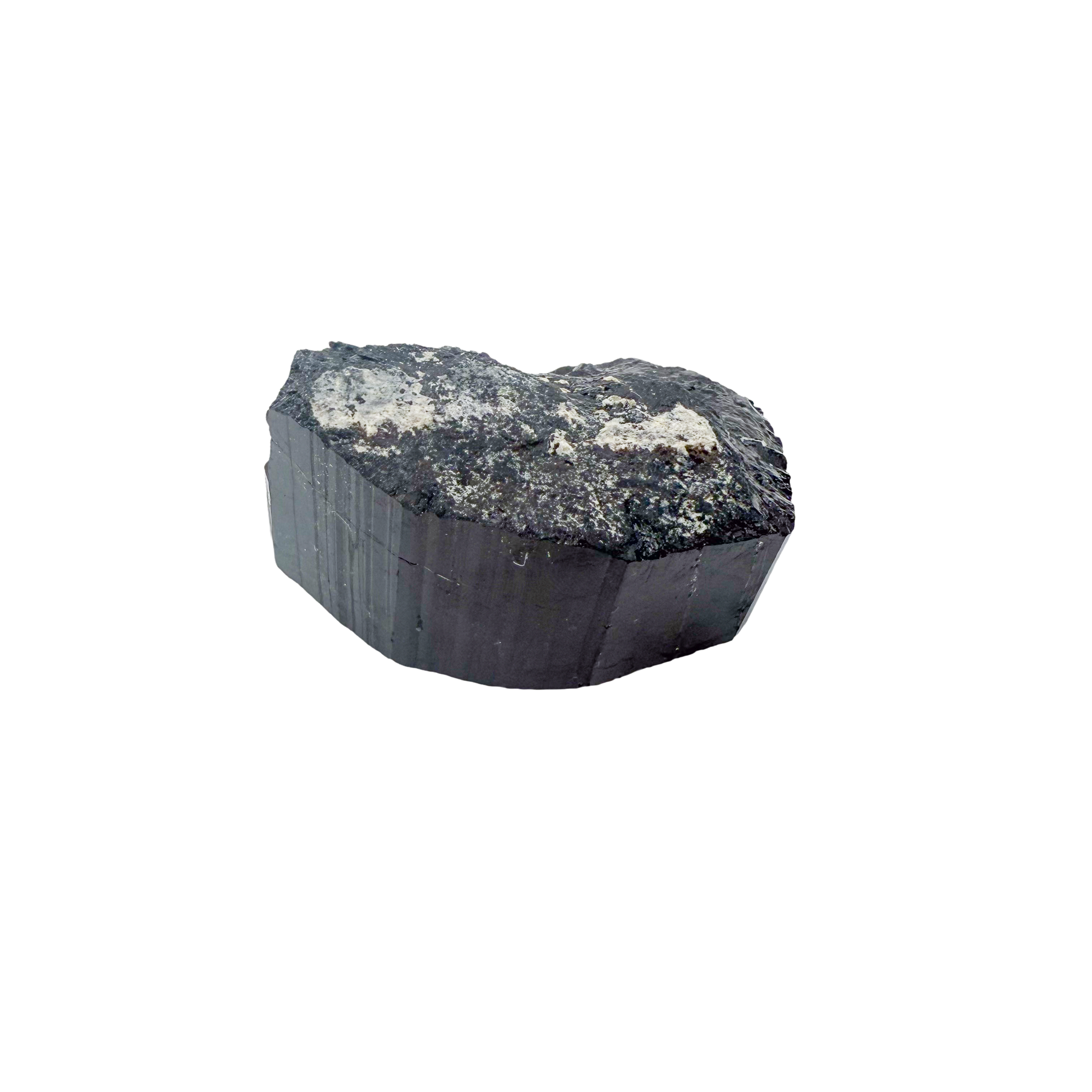 Raw black tourmaline specimen from Madagascar, AAA schorl crystal with vertical striations