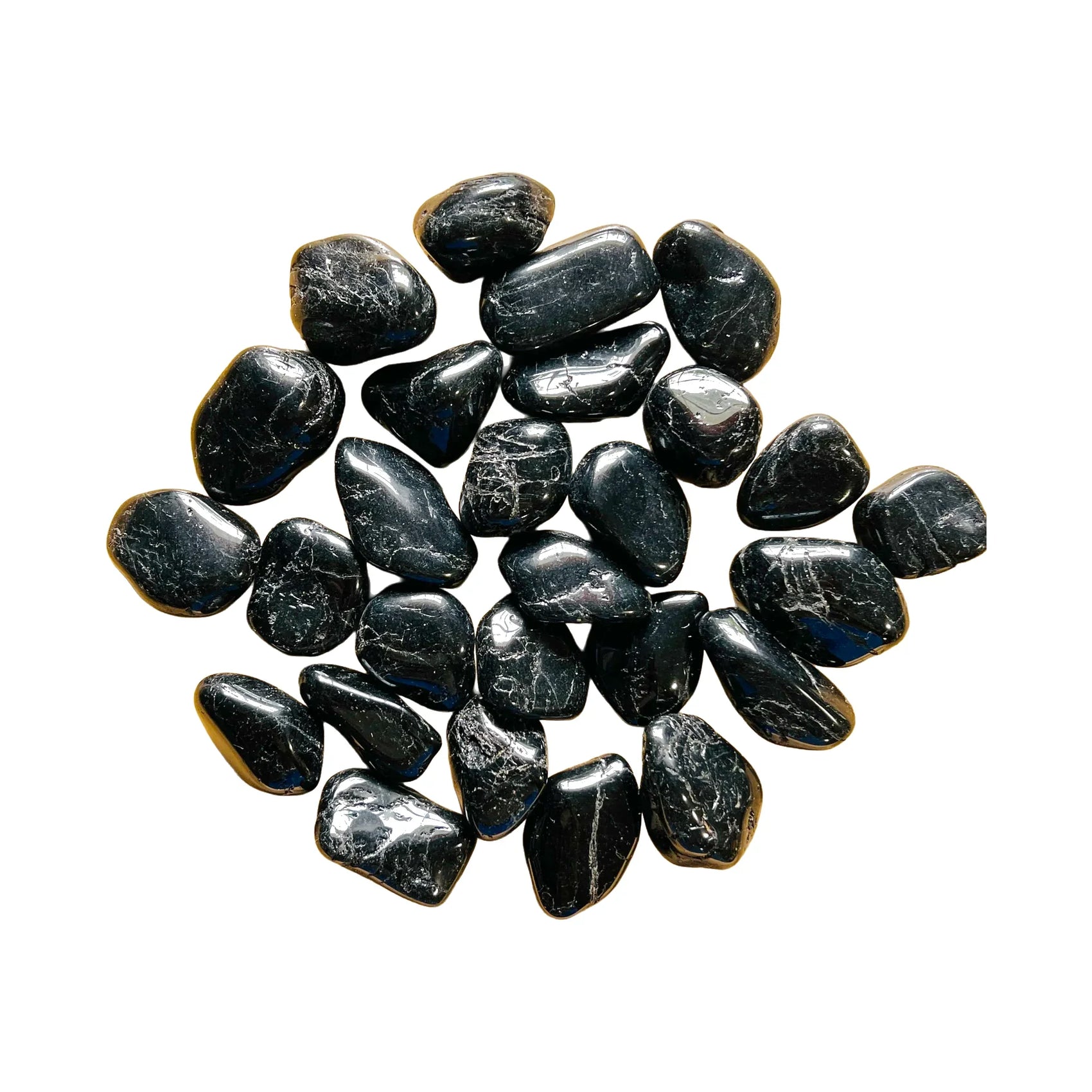 Black Tourmaline Crystals traditionally associated with Cleansing, Grounding & Protection — black polished, AA from Brazil
