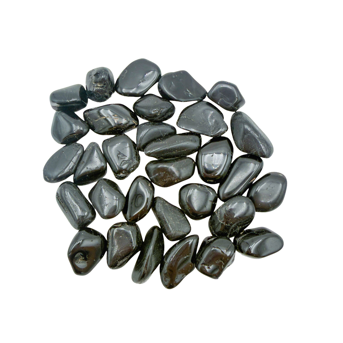 Second view of Black Tourmaline Tumbled Stones, AA grade, 0.75 to 1.25 inch, from Minas Gerais, Brazil