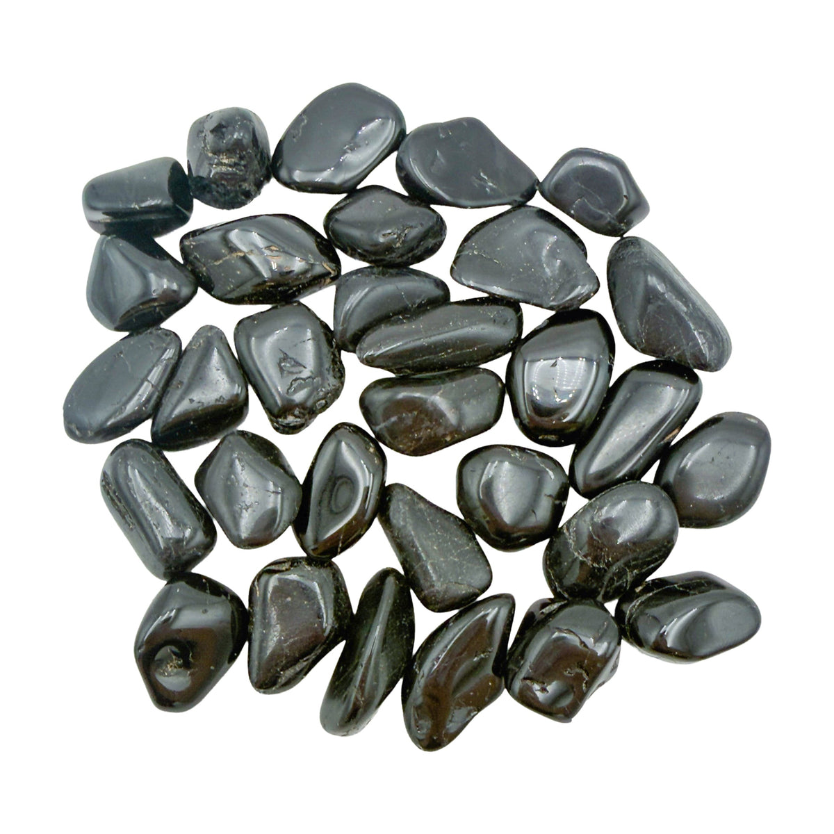 Second view of Black Tourmaline Tumbled Stones, AA grade, 0.75 to 1.25 inch, from Minas Gerais, Brazil