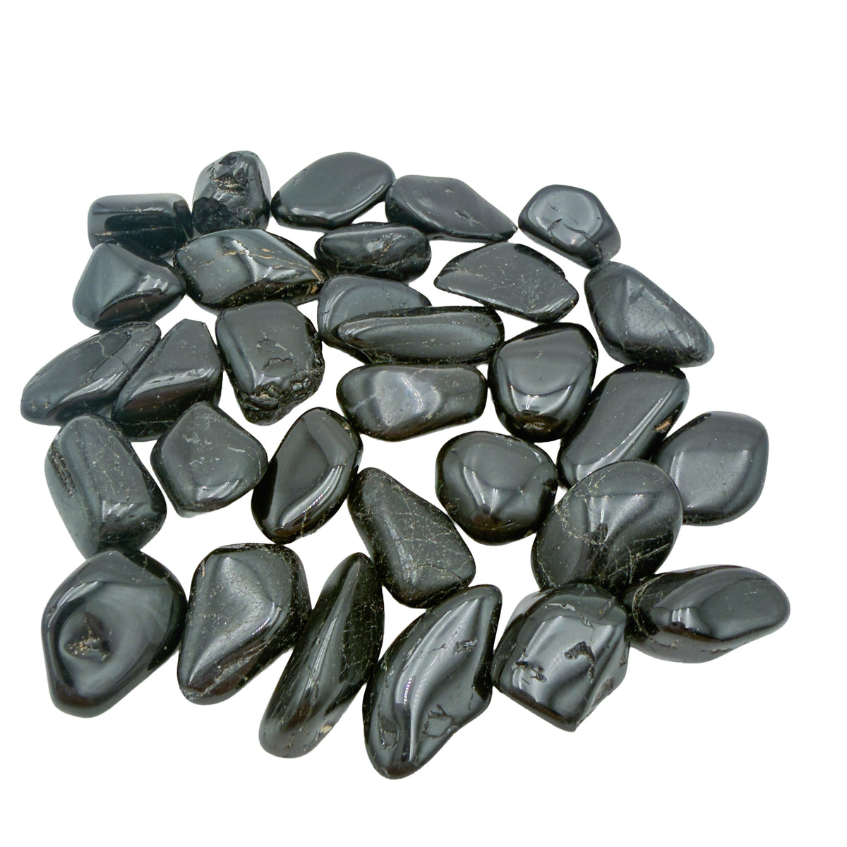 Third view of Black Tourmaline Tumbled Stones, AA grade, 0.75 to 1.25 inch, from Minas Gerais, Brazil