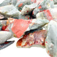 Raw Bloodstone texture, green chalcedony with red inclusions, AA grade