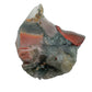 Bloodstone Raw Stones, AA Grade, Eswatini: one raw piece on a white background, gray green with red patches and a clear, glassy tip
