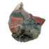 Bloodstone Raw Stones, AA Grade, Eswatini: one raw piece on a white background, gray green with red patches and a clear, glassy tip