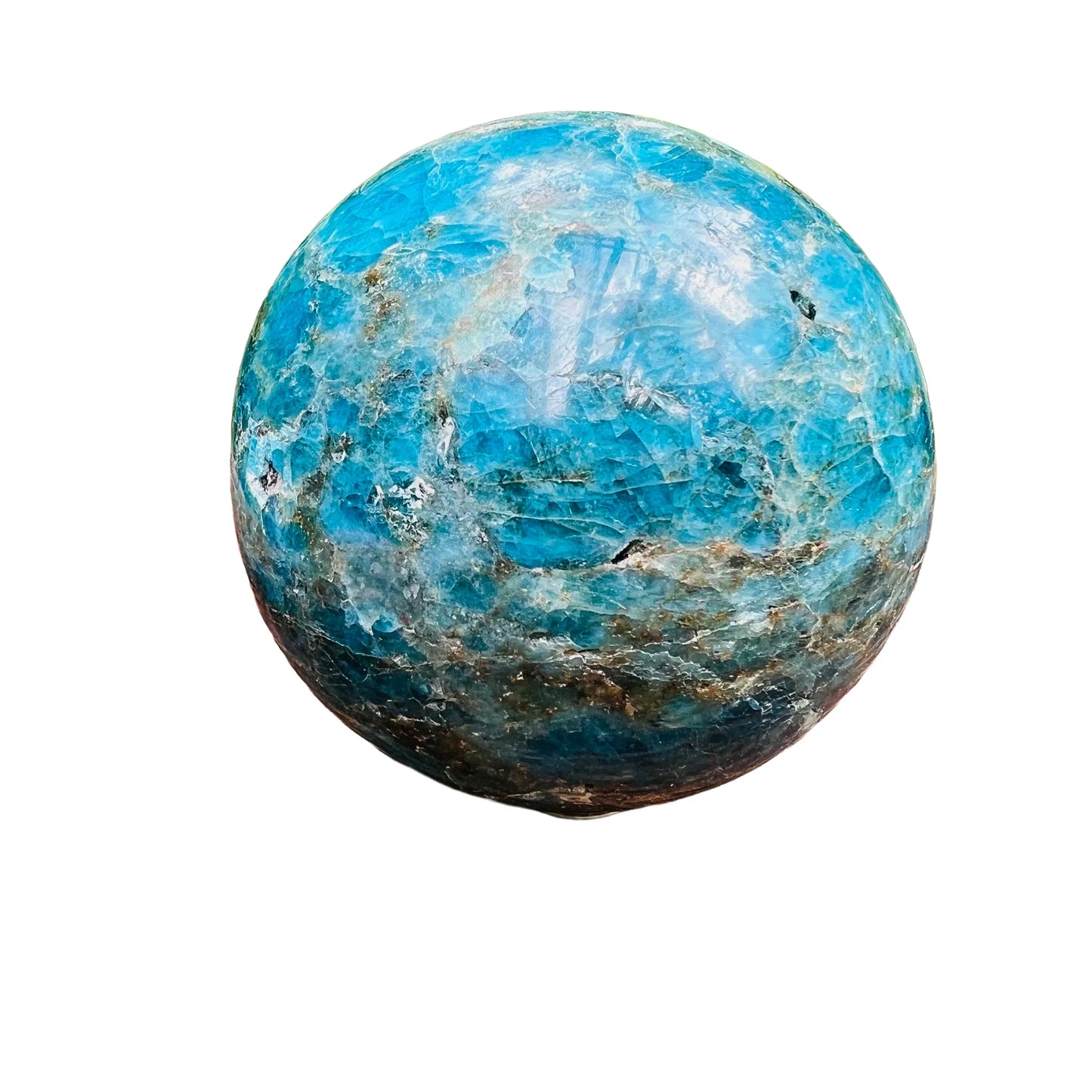Full profile of Grade AA Apatite sphere ready to ship from Beyond Bohemian