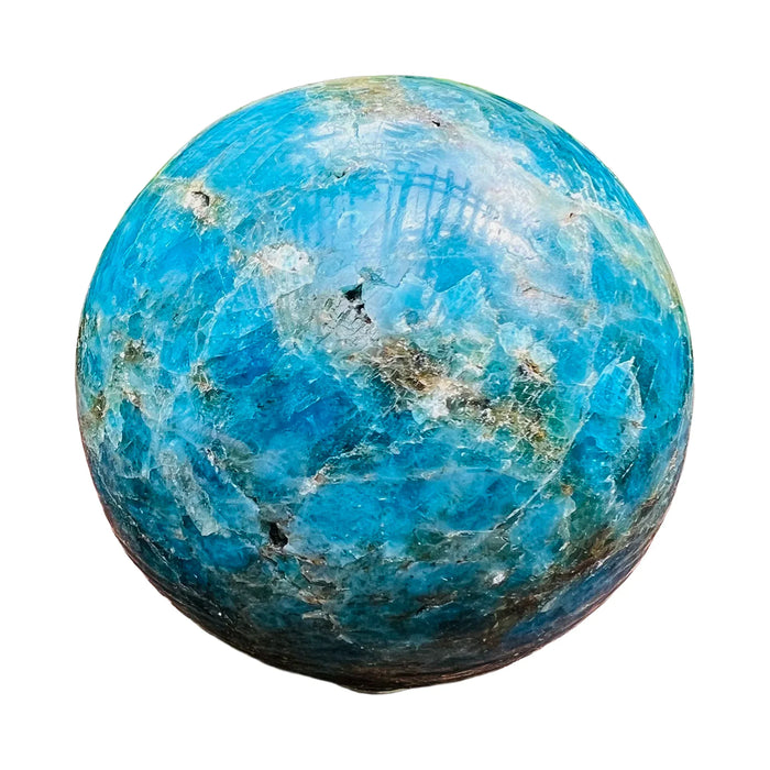 Polished Blue Apatite Spheres traditionally associated with Focus, Intuition & Manifestation — blue polished from Madagascar
