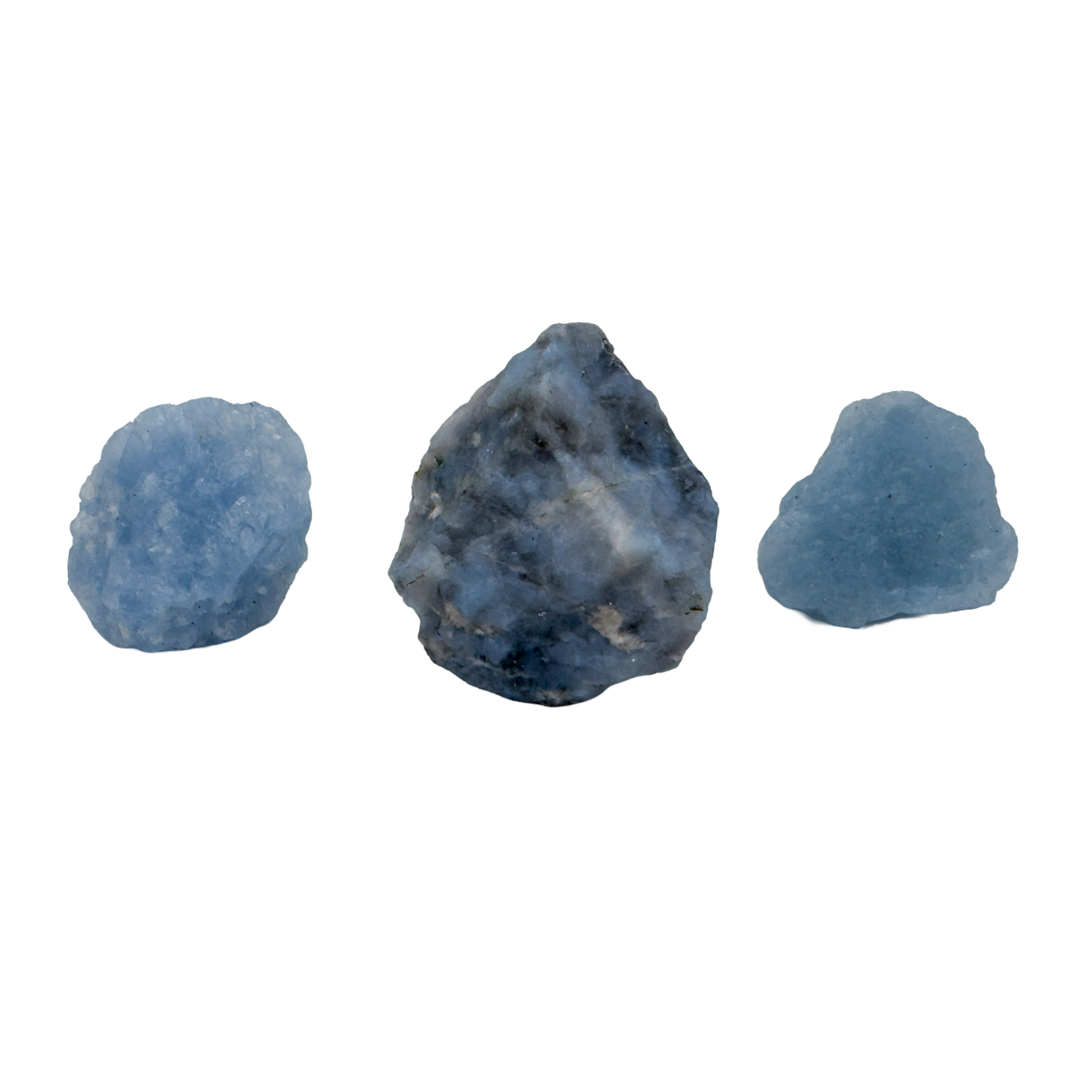 Three A Grade Blue Calcite raw stones from Madagascar