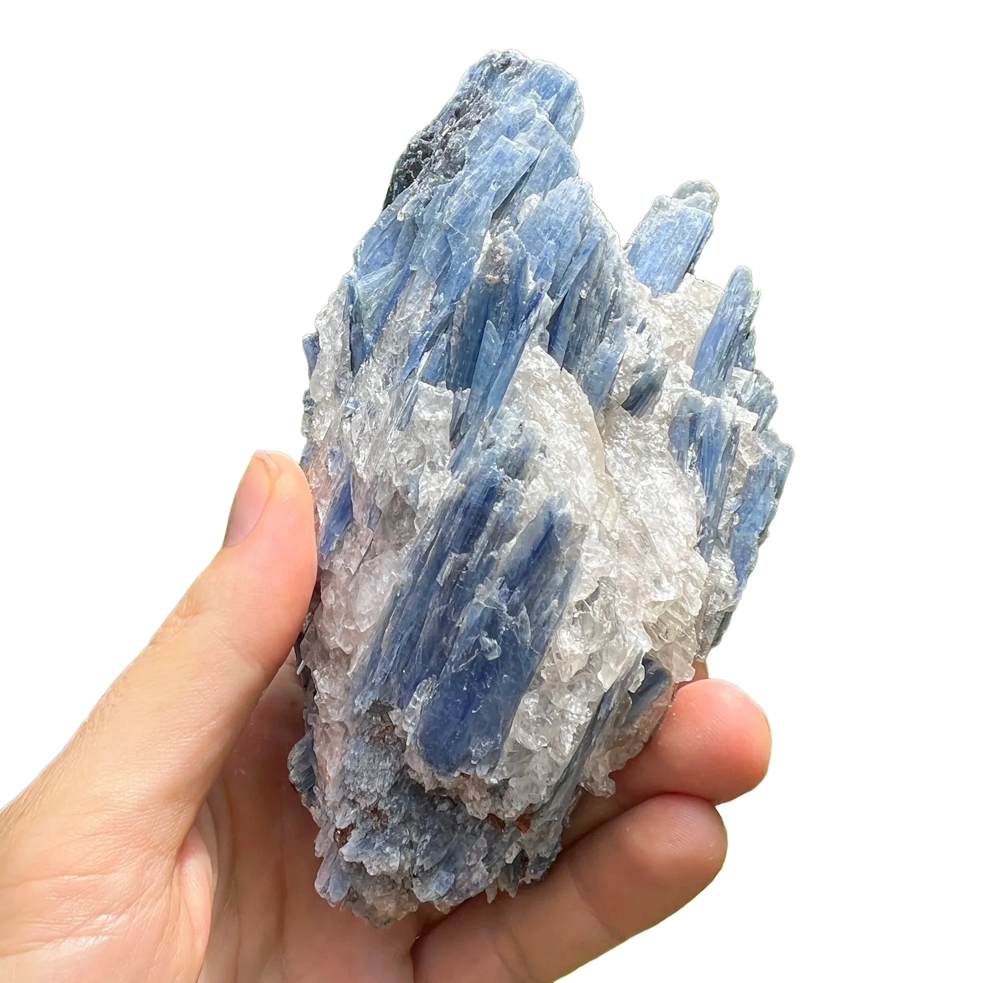 Full profile of Grade AA Blue Kyanite cluster ready to ship from Beyond Bohemian