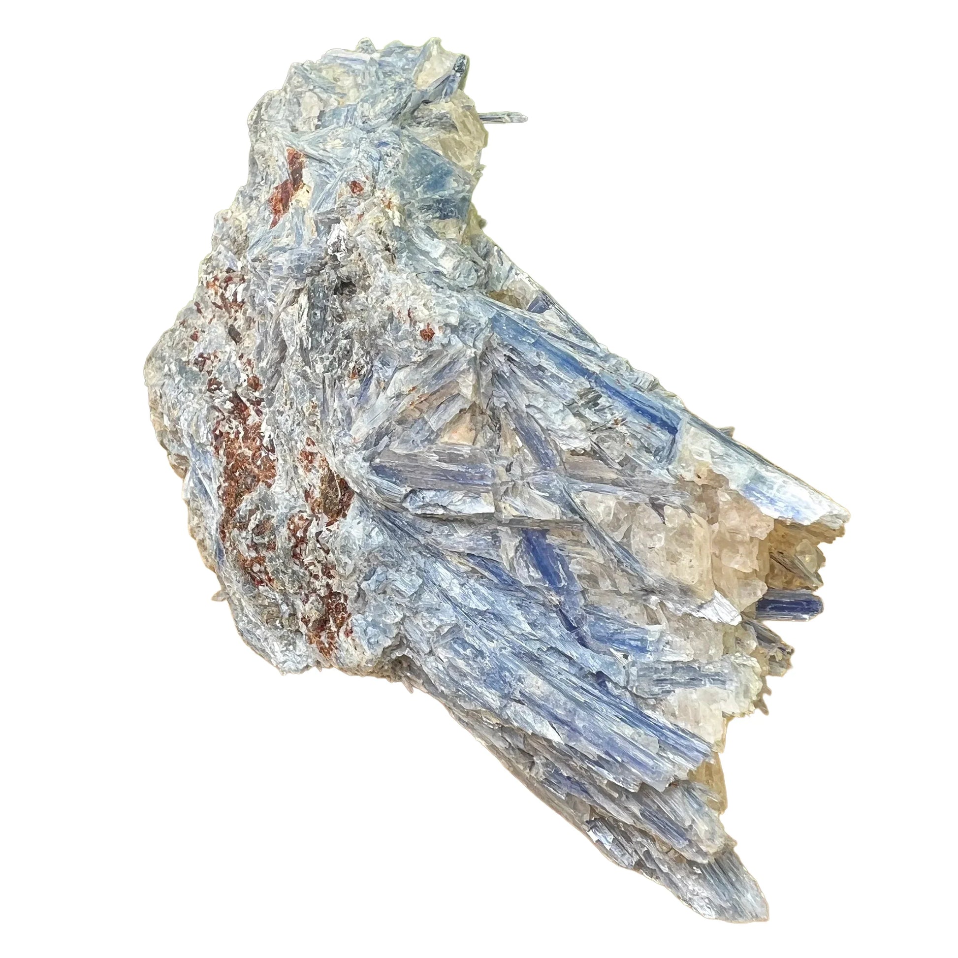 Overhead angle of Blue Kyanite specimen, associated with Confidence, sourced from Minas Gerais, Brazil.