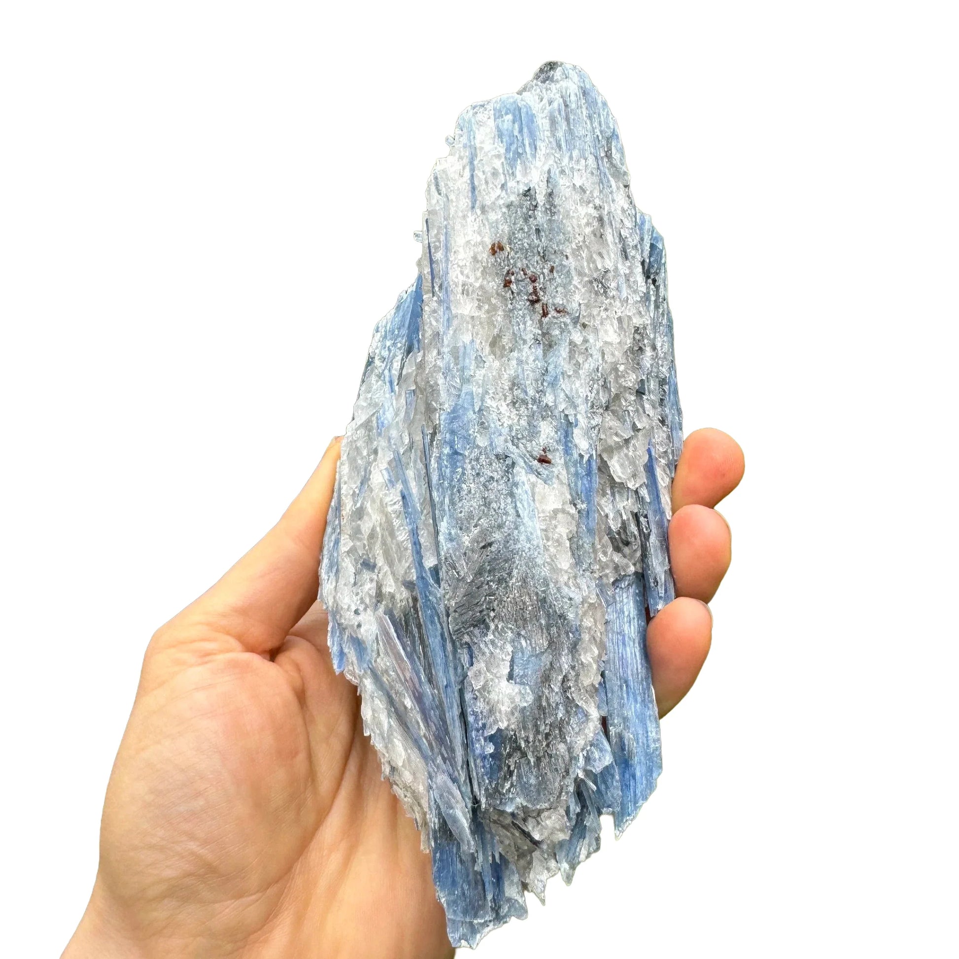 Underside detail of Grade AA Blue Kyanite specimen, showing characteristic patterning.