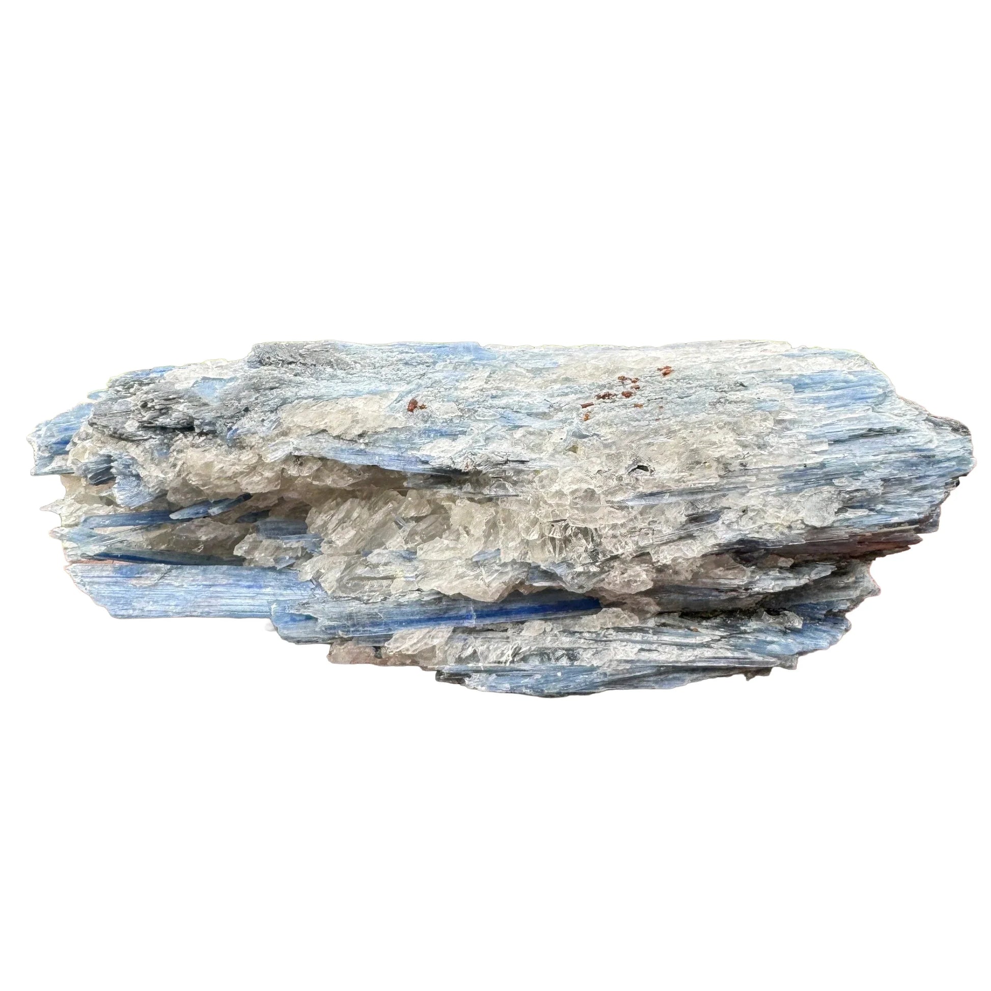 Detail shot of Grade AA Blue Kyanite cluster under natural light