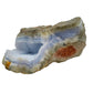 Edge-on view of Blue Lace Agate raw geode, from Malawi, worked with for Stress Relief.