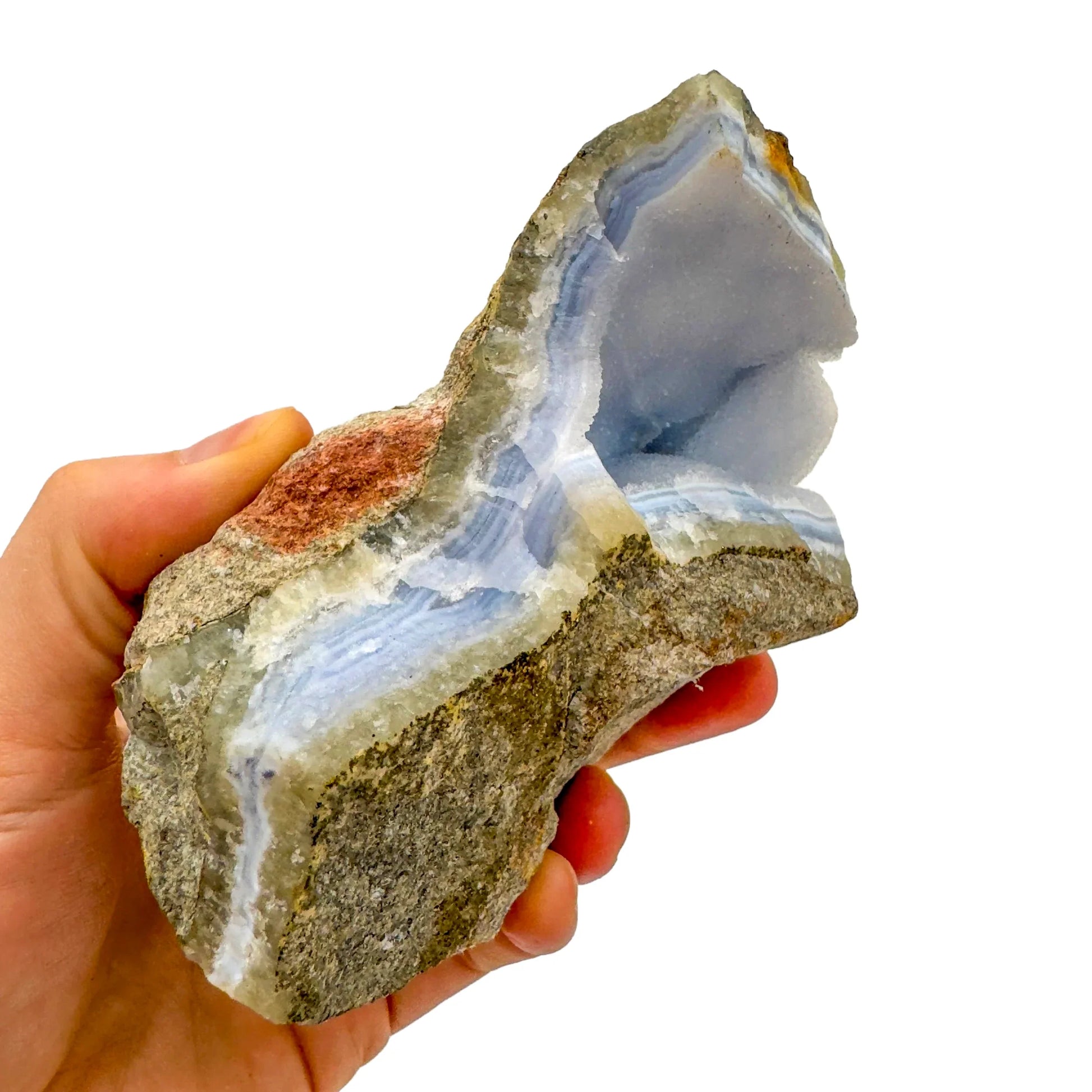 Base detail of Grade AA Blue Lace Agate geode