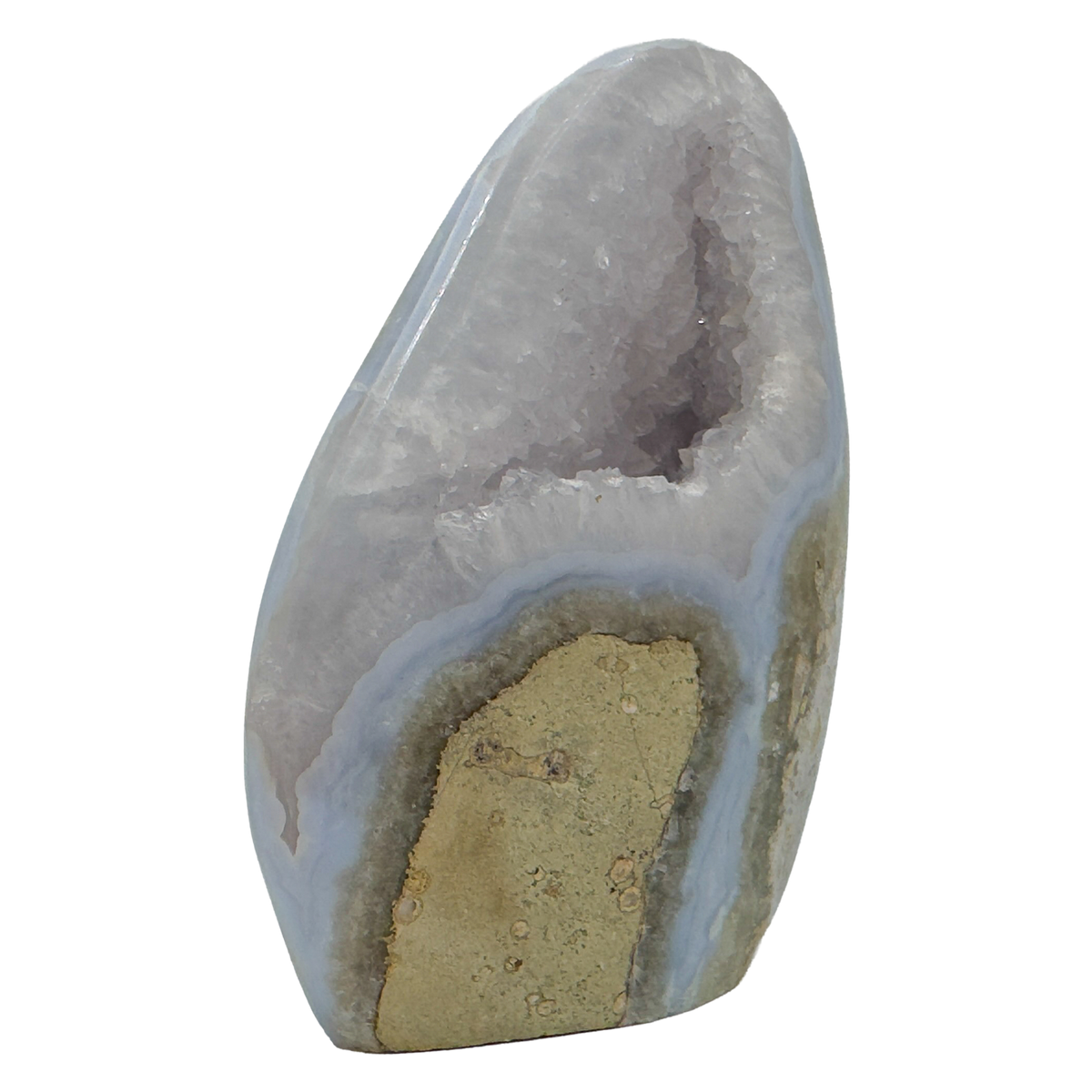 Close-up detail of Blue Lace Agate freeform showing natural banding