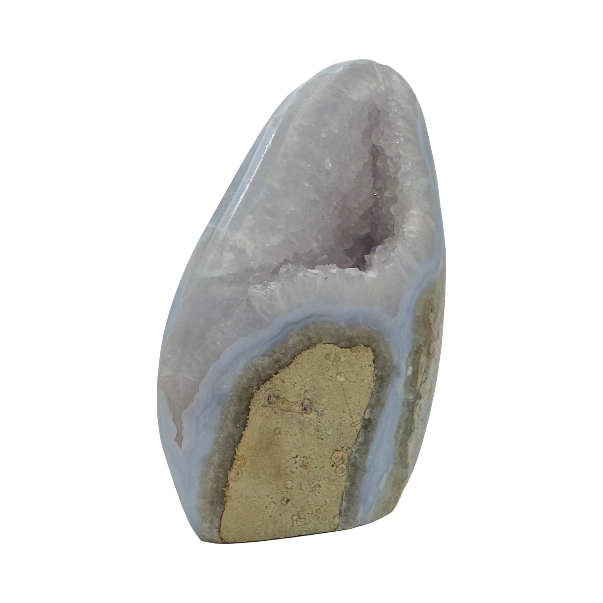 Close-up detail of Blue Lace Agate freeform showing natural banding