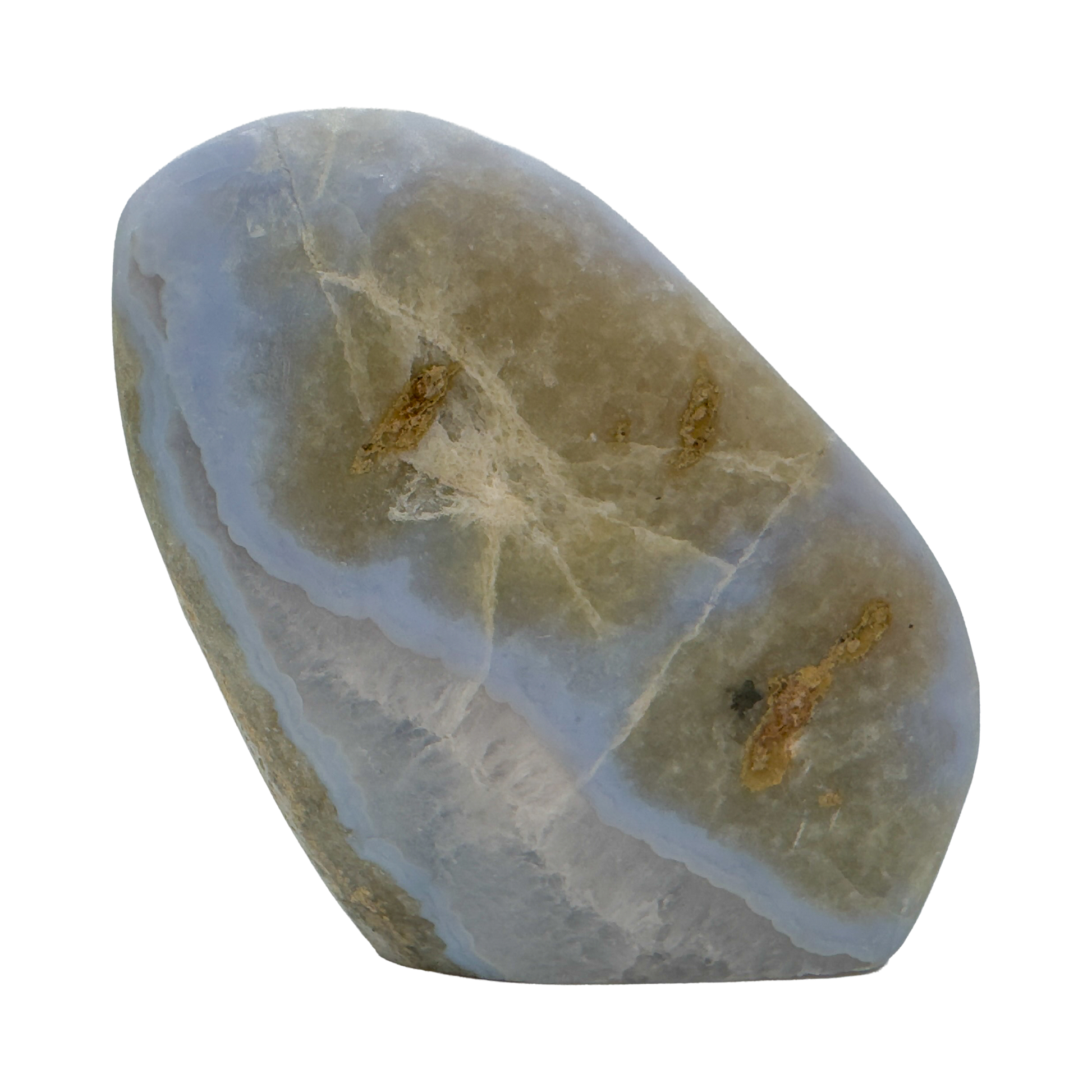 Side profile of Blue Lace Agate freeform from Malawi