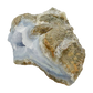 Blue lace agate raw geode from Malawi, uncut host rock framing the blue banded interior