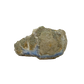 Blue lace agate raw geode, angled view of banded blue chalcedony
