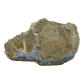 Blue lace agate raw geode, angled view of banded blue chalcedony