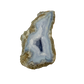 Blue lace agate raw geode, open cavity showing fine druzy crystal